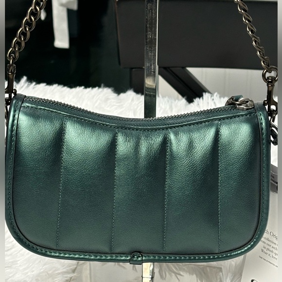 NEW/NWT COACH Quilted Swinger 20 - Metallic Dark Green - Picture 4 of 16